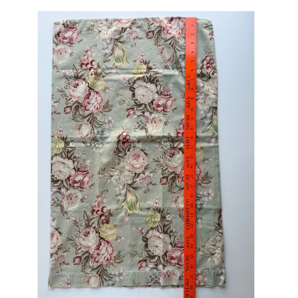 Vtg Ralph Lauren Single Pillow Case Floral Charlotte Green No Tag Cottagecore